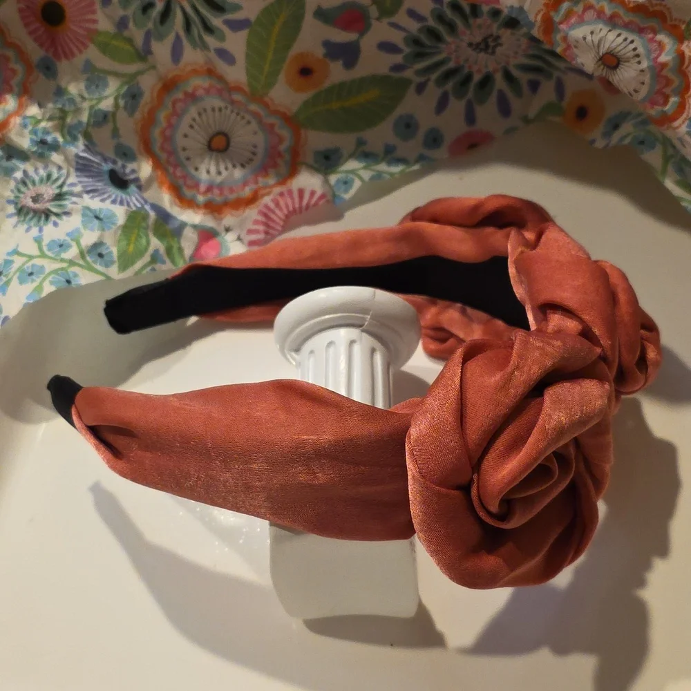 New! Terracotta Pink Rose headband • Statement Hair Accessory • NWOT